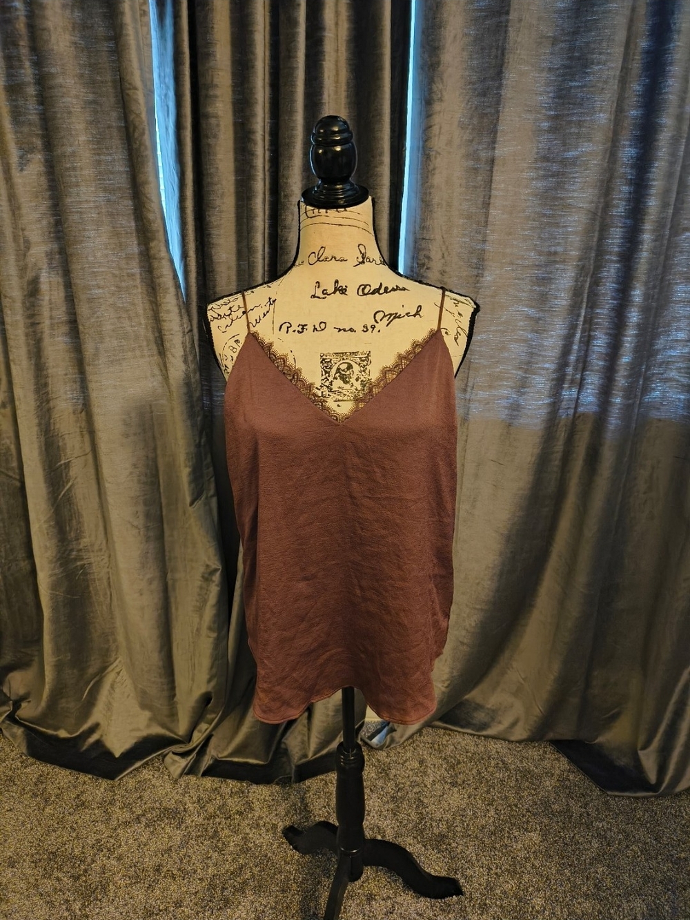 Express Mauve-Brown Lace-Trim Camisole